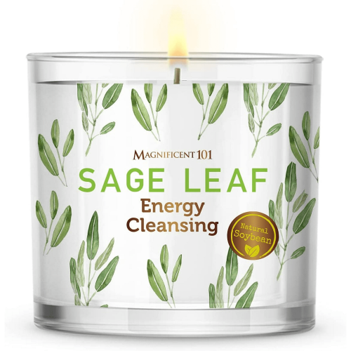 Magnificent 101 With Sage Leaf Large Glass Candle 14oz, Woody & Earthy Scented Magnificent 101 With Sage Leaf Large Glass Candle 14oz, Woody & Earthy Scented